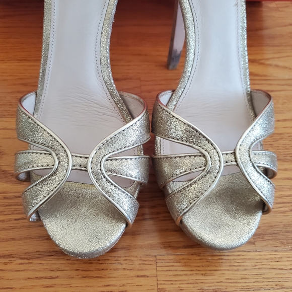 Coach Daylan Gold Dusted Leather Strappy High Heels Women's Shoe Size 8.5 - Picture 11 of 16